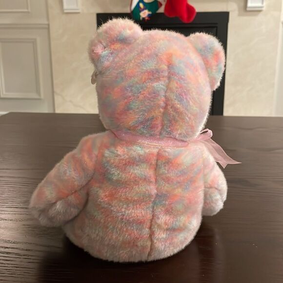 Ty Beanie Buddies Celebrate 15 Years Bear Pastel Sherbet Plush Stuffed Animal - Picture 3 of 8